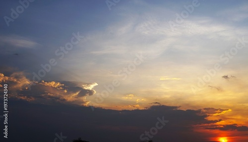 Evening sky with black clouds, suitable for background