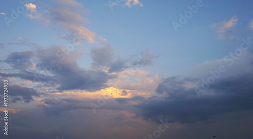 cloudy afternoon sky with black and clumpy clouds, beautiful and natural