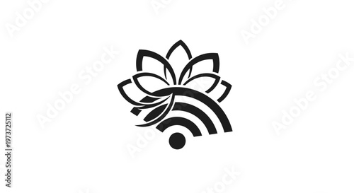 Black lotus flower WiFi symbol logo.