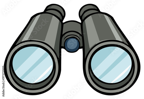 Classic Binoculars with Light Blue Lenses and Dark Gray Body