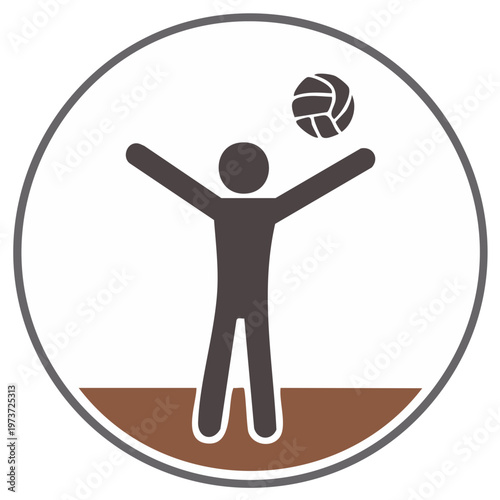 Person Playing Volleyball Pictogram Inside Circle Design
