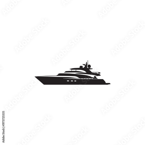 Yacht luxury silhouette vector white background.