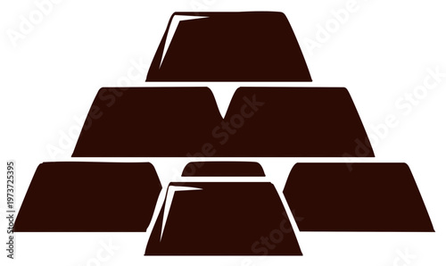 Stacked dark chocolate bars illustration for confectionery and treats