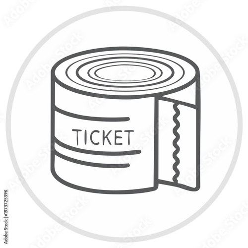 Hand drawn roll of tickets icon for event admission raffle or cinema vector illustration