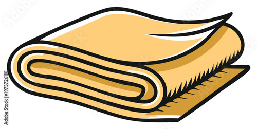 Folded blanket illustration. Rolled up textile fabric design. Cartoon bedding isolated vector