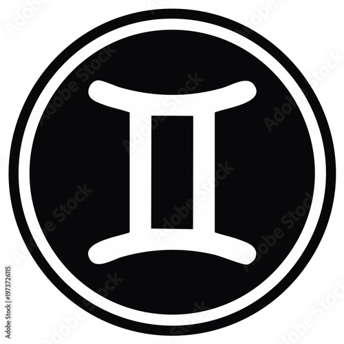 Astrology Sign Gemini Glyph Icon Zodiac Symbol Black and White