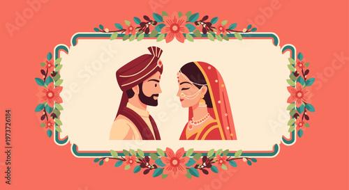 Indian Bride And Groom In Traditional Attire.