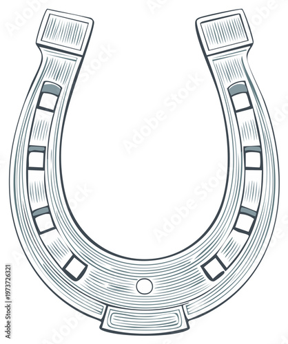 Detailed Engraved Horseshoe Vector Illustration for Luck and Equestrian Themes