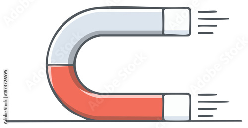 Simple cartoon illustration of a horseshoe magnet with magnetic field lines