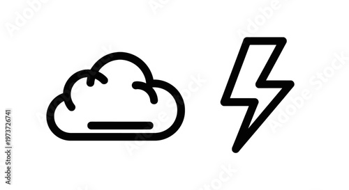 Cloud icon with a lightning bolt, symbol for storm or bad weather