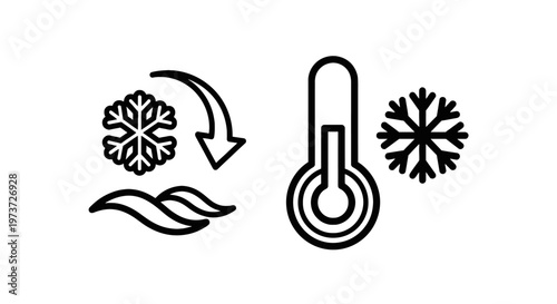 Cold temperature and snowflake icons with graphic resources