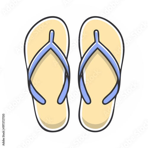 Pair of Summer Flip Flops Footwear Beach Vacation Sandals Illustration Vector
