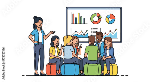 Businesswoman Presenting Insights to Happy Teammates