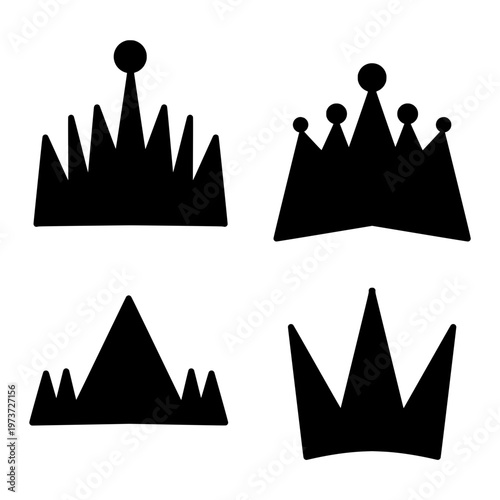 Crown icons set silhouette vector