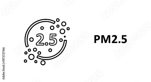 Pm2.5 air quality index icon with particles with fine dust with particulate matter with bad air with data visualization with small particles with health risk