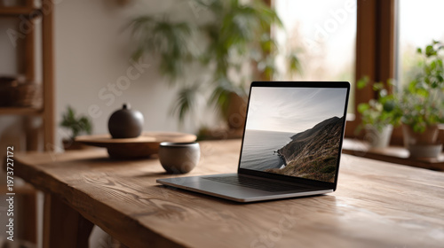 Laptop Screen Mockup Digital Portfolio Desk