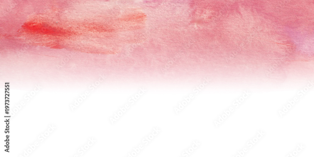 Fototapeta premium Soft Coral Pink Watercolor Wash with Top Fade – Horizontal Banner Background with Organic Texture and Gentle Gradient