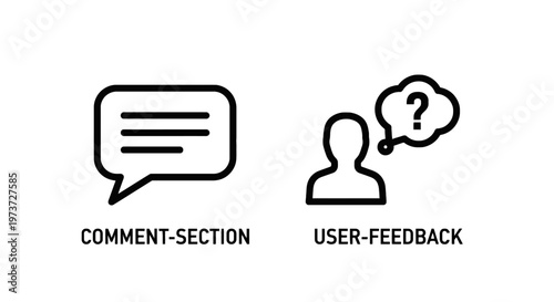 User feedback and comment section icons for online interaction and communication with social media with speech bubble with customer service with question mar