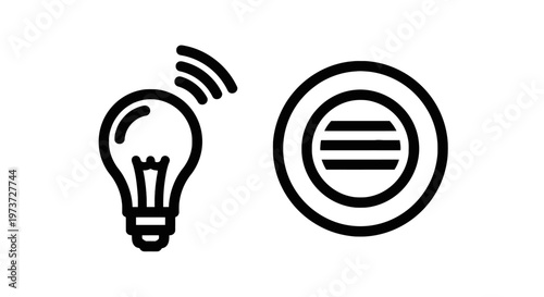 Smart light bulb and thermostat io t smart home technology vector icons with internet of things with home automation with smart device