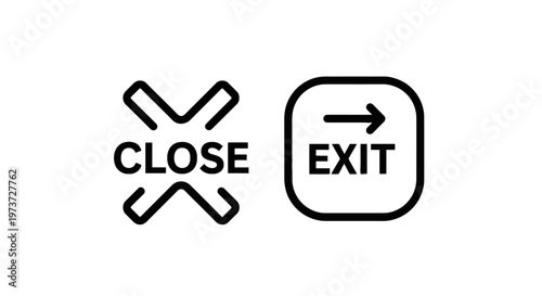 Close and exit user interface navigation action vector icons with user experience with web design with sign out with log out with design element