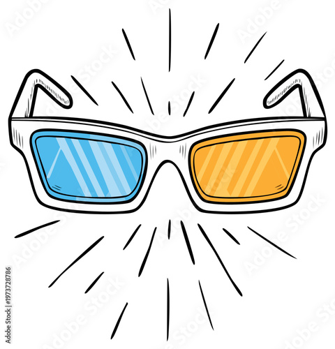 Retro 3D Glasses with Blue and Orange Lenses Sparkle with Old School Charm