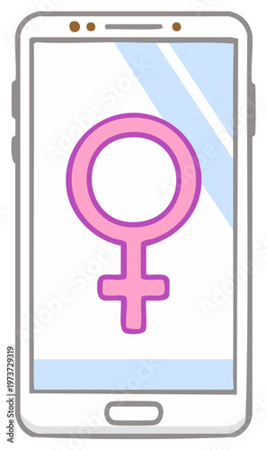 Female Symbol on Smartphone Screen App Concept Health Tracking Technology Communication Mobile Device Women