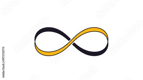 A stylized infinity symbol rendered in a striking black and yellow color combination, representing eternity, boundlessness, and endless possibilities.