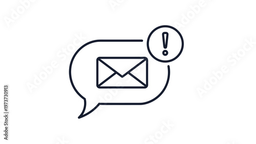 Important email notification icon featuring a speech bubble with an envelope and an exclamation mark, indicating urgent or unread messages.