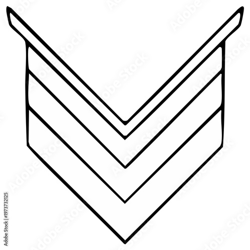 Sergeant rank insignia chevron symbol hand drawn outline graphic