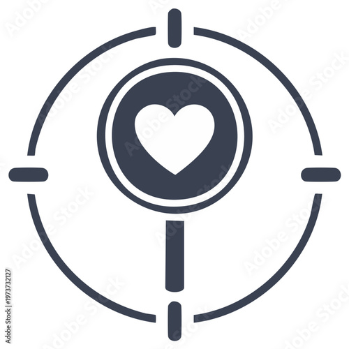 Targeting Love Concept Icon Symbol for Dating Applications and Relationship Goals