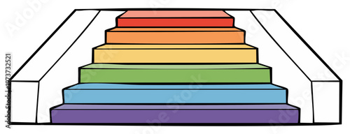 Colorful rainbow steps in a simple, geometric design concept. Representing concept.