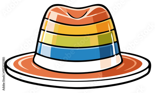 Colorful jelly hat illustration, vibrant cartoon style food design