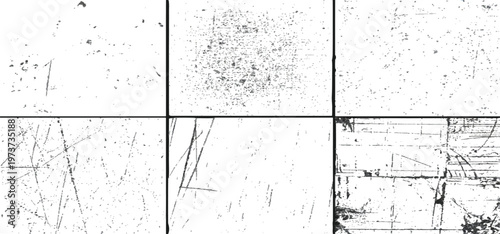 Grunge Overlay Texture Set, Dirty Concrete Wall with Cracks Scratches Dust Stains, Vintage Distressed Urban Background, Transparent PNG Grunge Effect Vector Collection