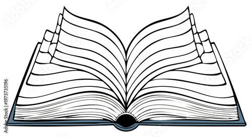 Open book with turning pages illustration abstract concept of knowledge learning reading and information