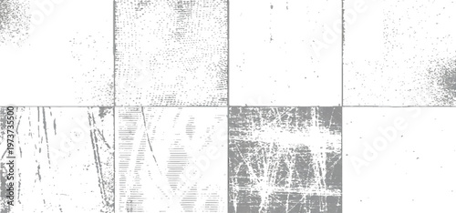 Grunge Overlay Texture Set, Dirty Concrete Wall with Cracks Scratches Dust Stains, Vintage Distressed Urban Background, Transparent PNG Grunge Effect Vector Collection