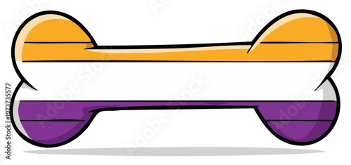Intersex Pride Flag on a Dog Bone Cute Cartoon LGBTQ+ Illustration