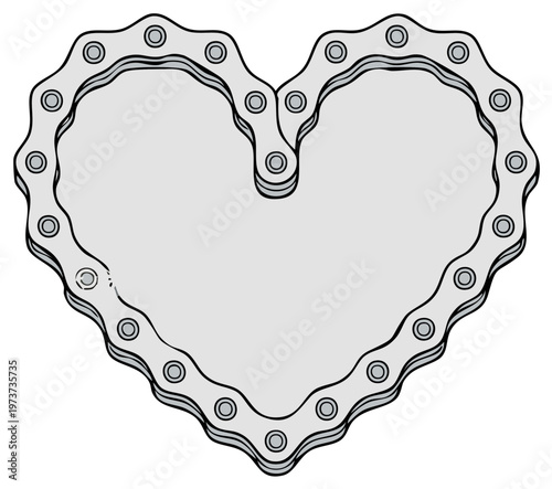 Heart shape made of bicycle chain, vector illustration of love symbol
