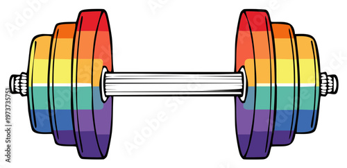 Dumbbell with Rainbow Colors Representation of Pride Strength and Fitness