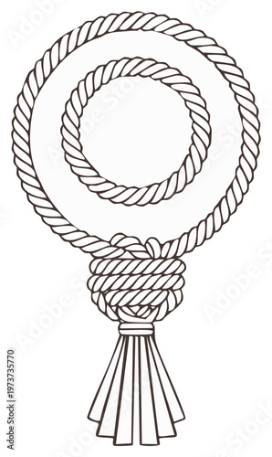 Circular Rope Knotwork Tassel Decoration, Simple Graphic Symbol, Nautical Marine Design