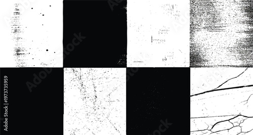 Grunge Overlay Texture Set, Dirty Concrete Wall with Cracks Scratches Dust Stains, Vintage Distressed Urban Background, Transparent PNG Grunge Effect Vector Collection