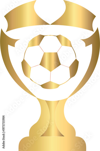 luxury golden soccer trophy cup with ball