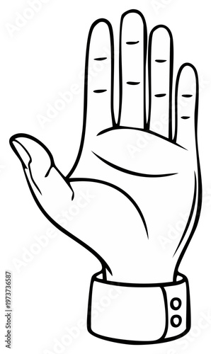 Open Palm Gesture Hand Signal Vector Illustration Black and White