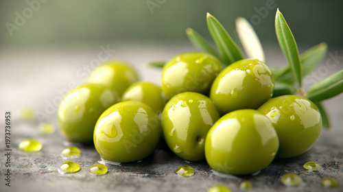 Green olives placed on a white background ideal for product or recipe displays