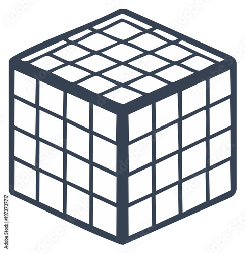 Isometric cube illustration with a geometric grid pattern a 3D design element suitable for graphic use