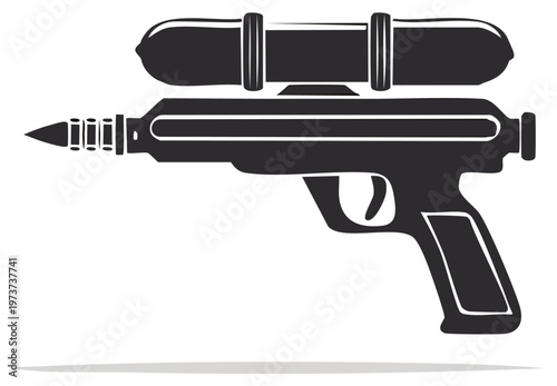 Stylized Silhouette of a Futuristic Sci-Fi Ray Gun with Scope