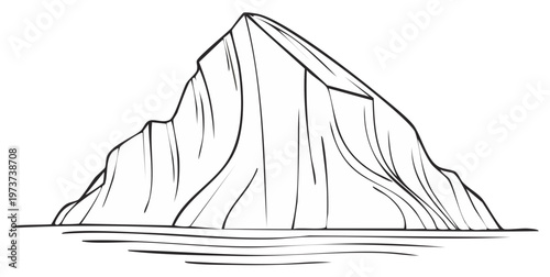 Outline of a Mountain Peak Reflecting in the Water near the Shore