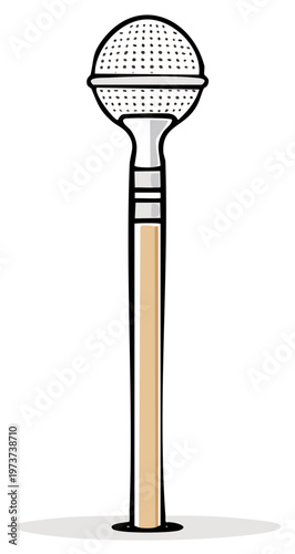 Vintage microphone cartoon illustration for audio broadcast interviews and podcasts