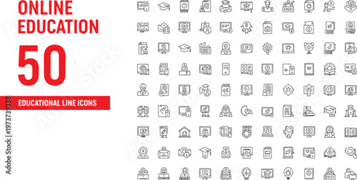 online education concept with global icons and 50 years timeline 4k motion