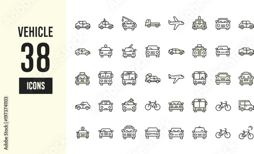 flat design vehicle icons set motion graphics animation 4k footage