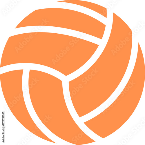 Vector beach ball icon, Orange and white, Volleyball silhouette vector, Volleyball icon, Volleyball Orange symbol, Basketball, single object, sports ball, vector. White and Orange contour drawing.